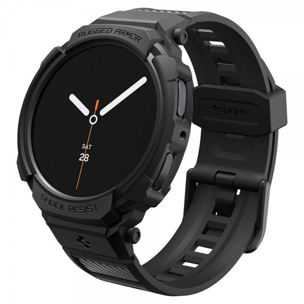 Spigen Samsung Galaxy Watch 8 40mm Rem og Cover Rugged Armor Pro Mat Sort