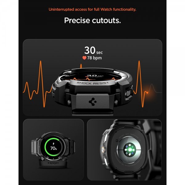 Spigen Samsung Galaxy Watch 8 Classic 46mm Armbånd og Cover Rugged Armor Pro Mat Sort