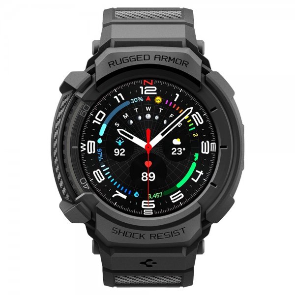 Spigen Samsung Galaxy Watch 8 Classic 46mm Armbånd og Cover Rugged Armor Pro Mat Sort