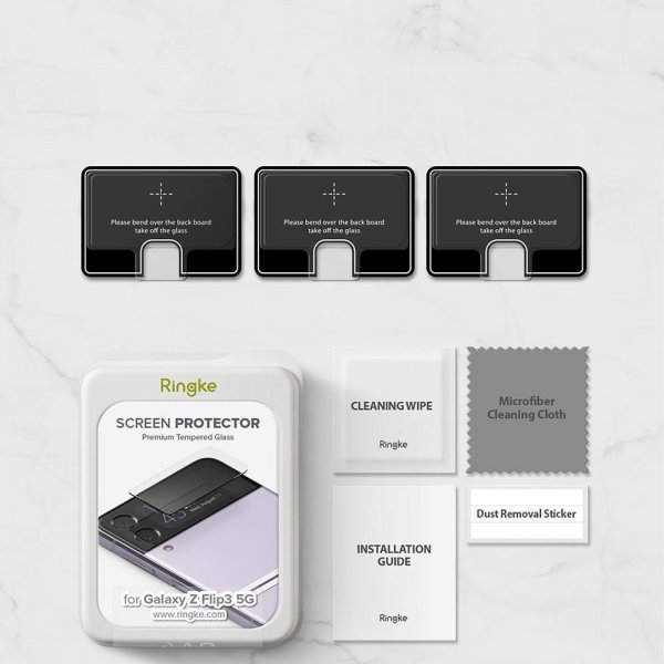 Ringke Samsung Galaxy Z Flip 3 Skærmbeskytter Cover Display Protector Glass 3-pak