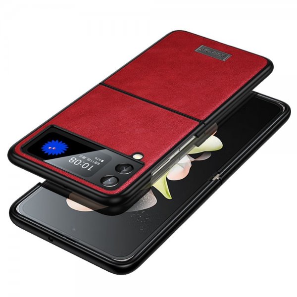 Sulada Samsung Galaxy Z Flip 4 Cover Lædertekstur Rød