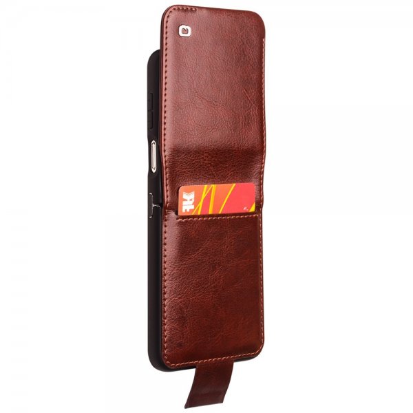 Qialino Samsung Galaxy Z Flip 5 Etui Ægte Læder Mørkebrun