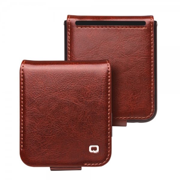 Qialino Samsung Galaxy Z Flip 5 Etui Ægte Læder Mørkebrun