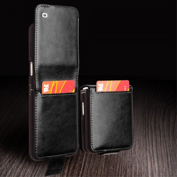 Qialino Samsung Galaxy Z Flip 5 Etui Ægte Læder Sort