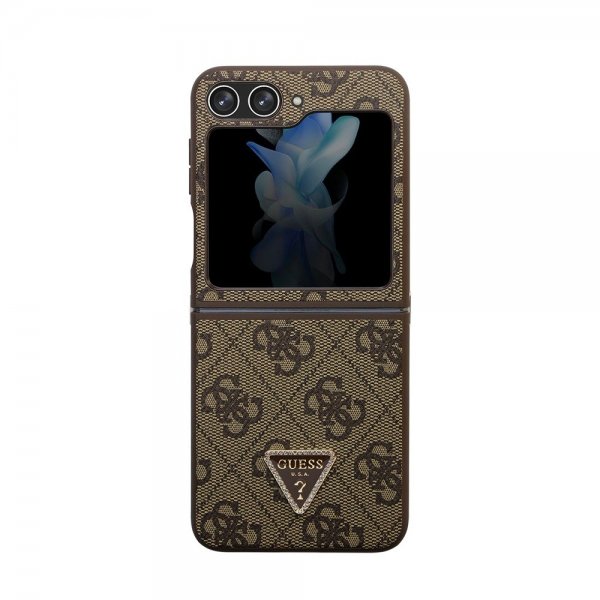 Guess Samsung Galaxy Z Flip 5 Cover 4G Metal Triangle Rhinsten Brun