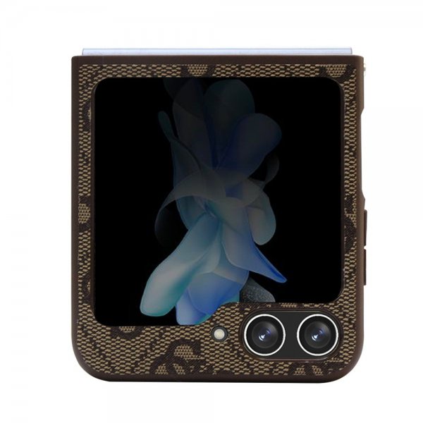 Guess Samsung Galaxy Z Flip 5 Cover 4G Metal Triangle Rhinsten Brun