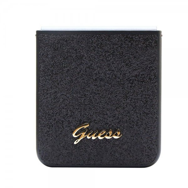 Guess Samsung Galaxy Z Flip 5 Cover Glitter Flakes Metal Logo Sort