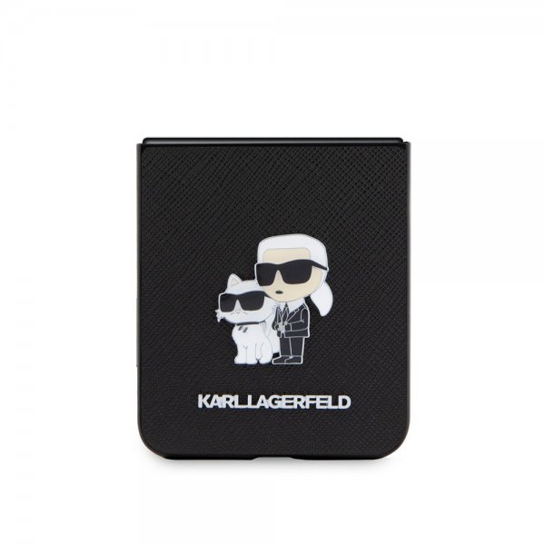 Karl Lagerfeld Samsung Galaxy Z Flip 5 Cover NFT Karl & Choupette Pin Saffiano Sort