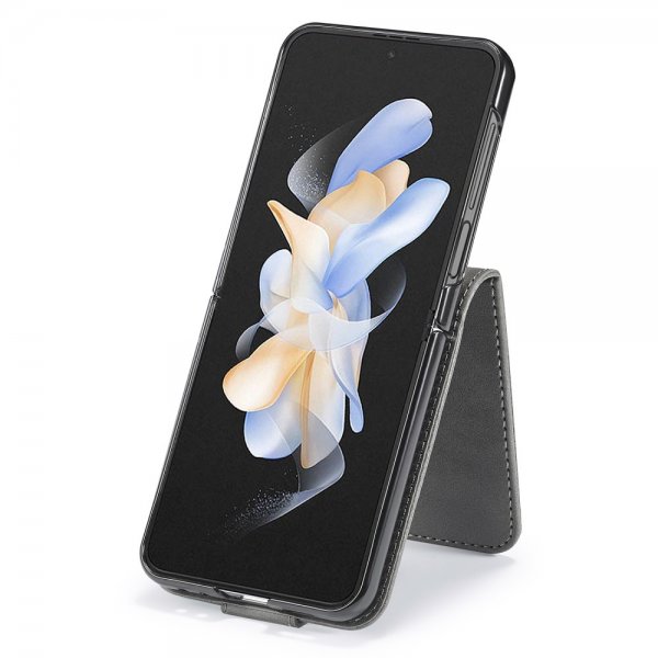 Lc.Imeeke Samsung Galaxy Z Flip 6/Flip 7 FE Cover med Kortlomme og Stativfunktion Grå
