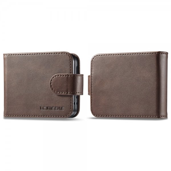 Lc.Imeeke Samsung Galaxy Z Flip 6/Flip 7 FE Cover med Kortplads og Standfunktion Mørkebrun