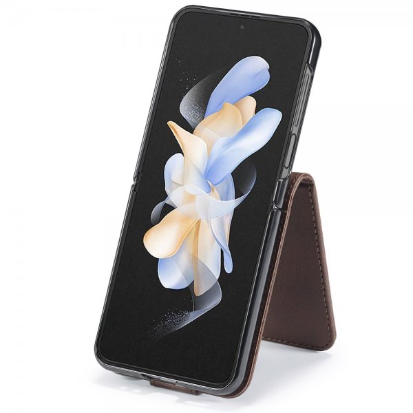 Lc.Imeeke Samsung Galaxy Z Flip 6/Flip 7 FE Cover med Kortplads og Standfunktion Mørkebrun