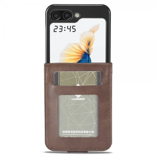 Lc.Imeeke Samsung Galaxy Z Flip 6/Flip 7 FE Cover med Kortplads og Standfunktion Mørkebrun