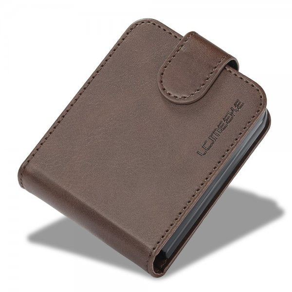 Lc.Imeeke Samsung Galaxy Z Flip 6/Flip 7 FE Cover med Kortplads og Standfunktion Mørkebrun
