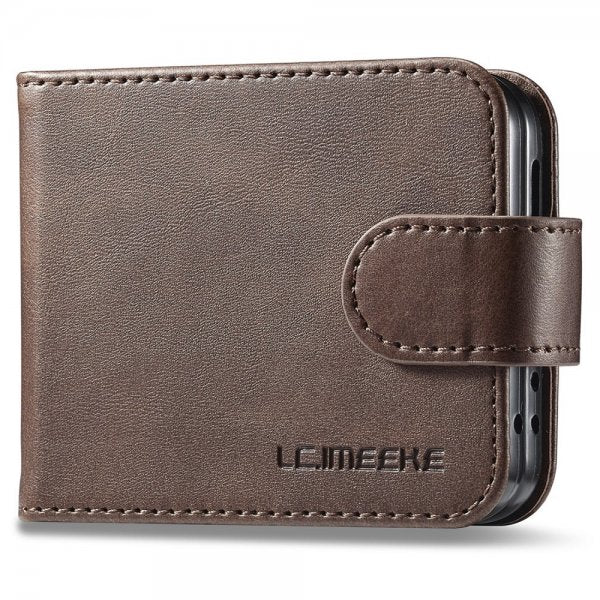 Lc.Imeeke Samsung Galaxy Z Flip 6/Flip 7 FE Cover med Kortplads og Standfunktion Mørkebrun