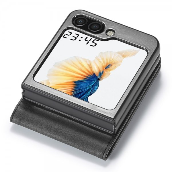 Lc.Imeeke Samsung Galaxy Z Flip 6/Flip 7 FE Cover med Kortrum Kickstand Funktion Sort