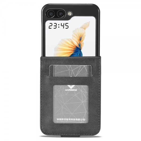 Lc.Imeeke Samsung Galaxy Z Flip 6/Flip 7 FE Cover med Kortrum Kickstand Funktion Sort