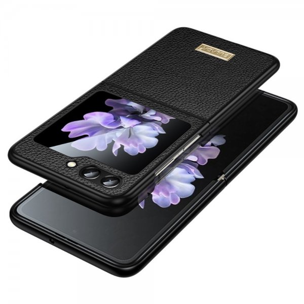 Etui til Samsung Galaxy Z Flip 6/Flip 7 FE, litchitekstur, sort