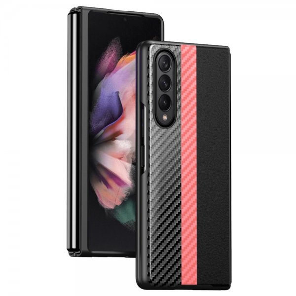 Samsung Galaxy Z Fold 4 Cover Kulfibertekstur Stribet Rosa