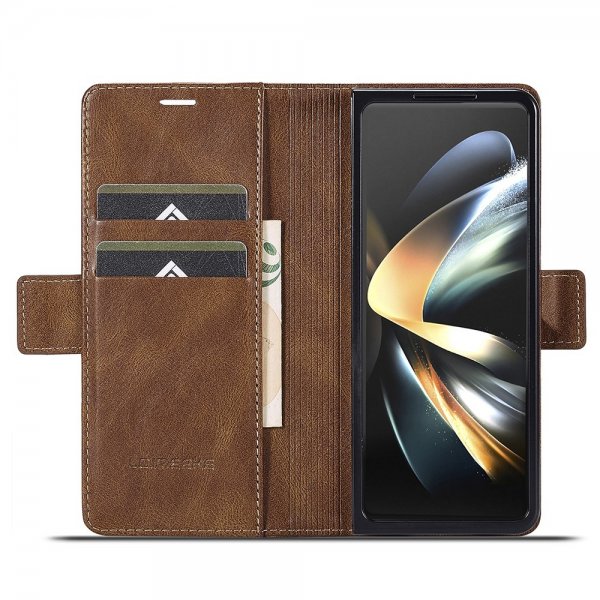 Lc.Imeeke Samsung Galaxy Z Fold 5 Cover med Kortrum Flip Brun