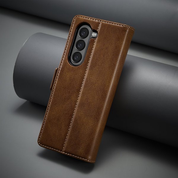 Lc.Imeeke Samsung Galaxy Z Fold 5 Cover med Kortrum Flip Brun