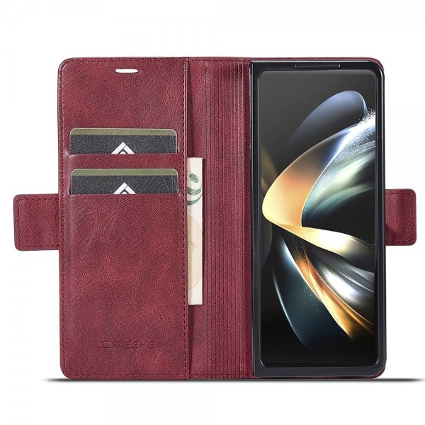 Lc.Imeeke Samsung Galaxy Z Fold 5 Cover med Kortrum Flip Rød
