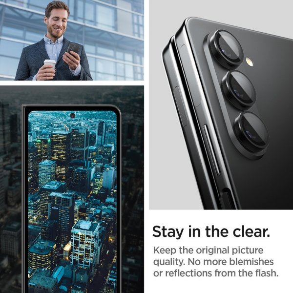 Spigen Samsung Galaxy Z Fold 5 Kamerabeskyttelse GLAS.tR EZ Fit Optik Pro 2-pak Sort