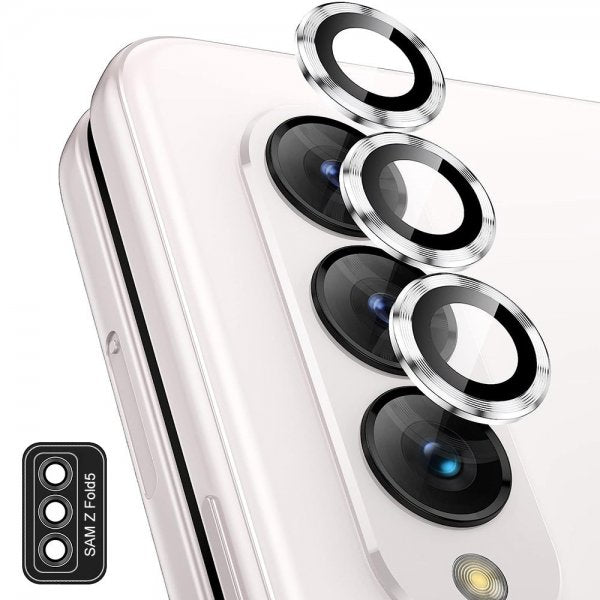 Enkay Samsung Galaxy Z Fold 5 Kameralinsebeskyttelse i Hærdet Glas Aluminium Sølv