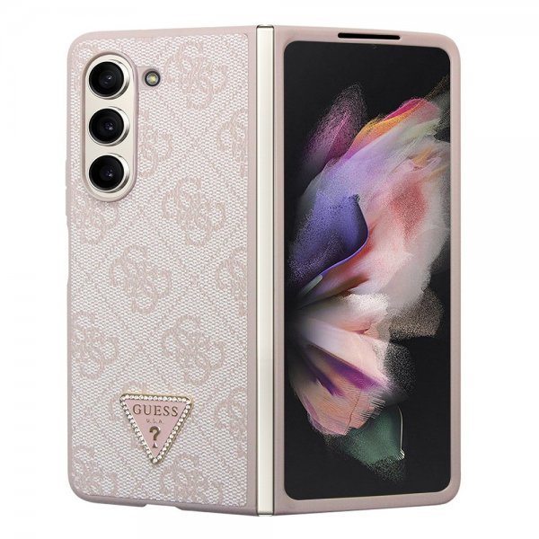 Guess Samsung Galaxy Z Fold 5 Cover 4G Metal Triangle Rhinsten Rosa