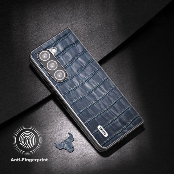 ABEEL Samsung Galaxy Z Fold 5 Cover Krokodillæder Blå