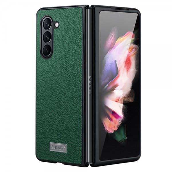 Beskyttende Samsung Galaxy Z Fold 5 Cover Litchi Grøn