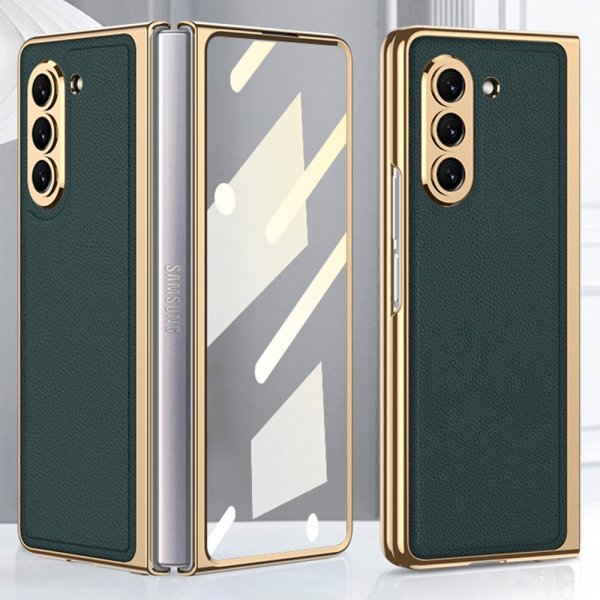 GKK Samsung Galaxy Z Fold 5 Cover Forgyldt Kant Grøn