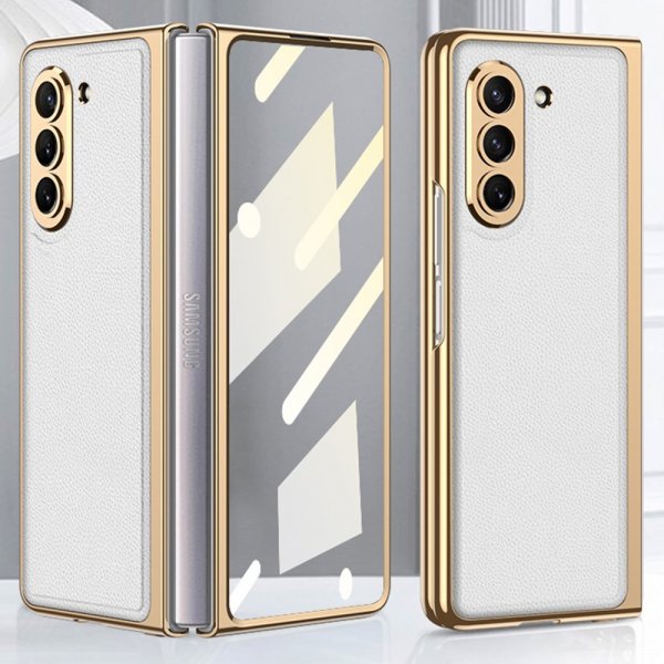 GKK Samsung Galaxy Z Fold 5 Cover Forgyldt Kant Hvid