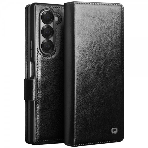 Qialino Samsung Galaxy Z Fold 6 Etui Ægte Læder Sort
