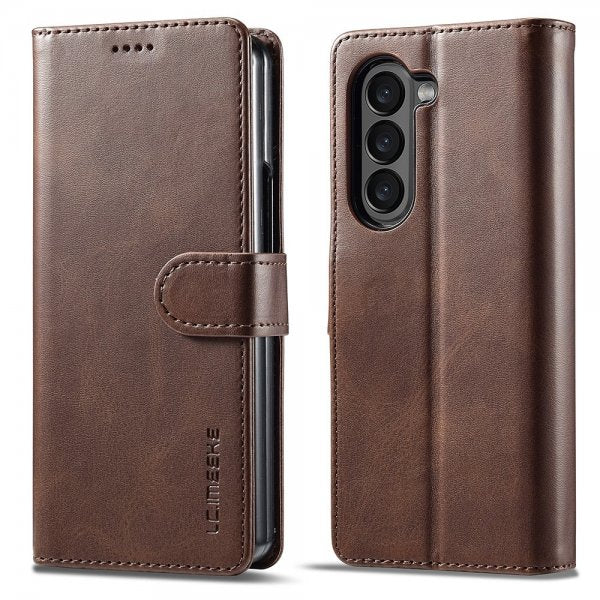 Lc.Imeeke Samsung Galaxy Z Fold 6 Etui med Kortlomme Kickstand-funktion Mørkebrun