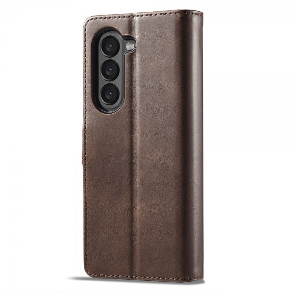 Lc.Imeeke Samsung Galaxy Z Fold 6 Etui med Kortlomme Kickstand-funktion Mørkebrun