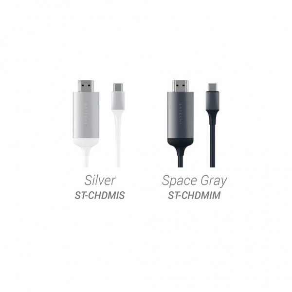 Satechi Aluminium Type-C til HDMI-kabeladapter 4K 60Hz 1,8m Space Gray
