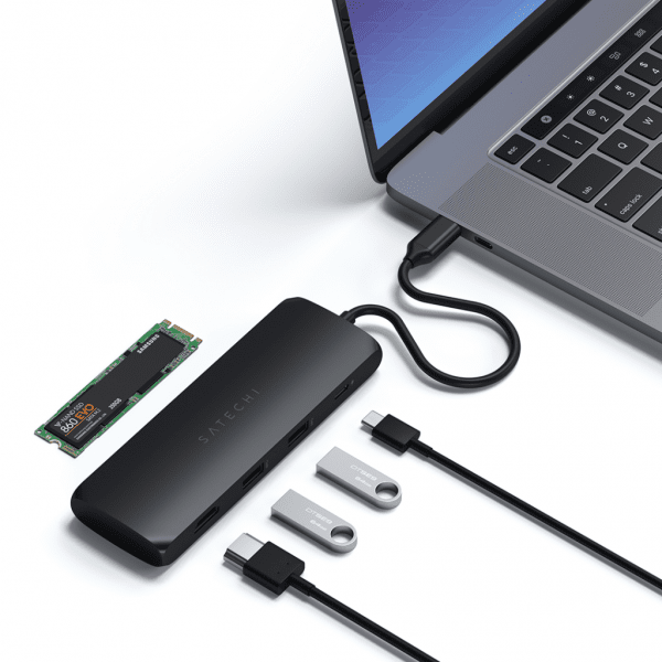 Satechi USB-C HYBRID med indbygget mulighed for SSD-lagring Sort