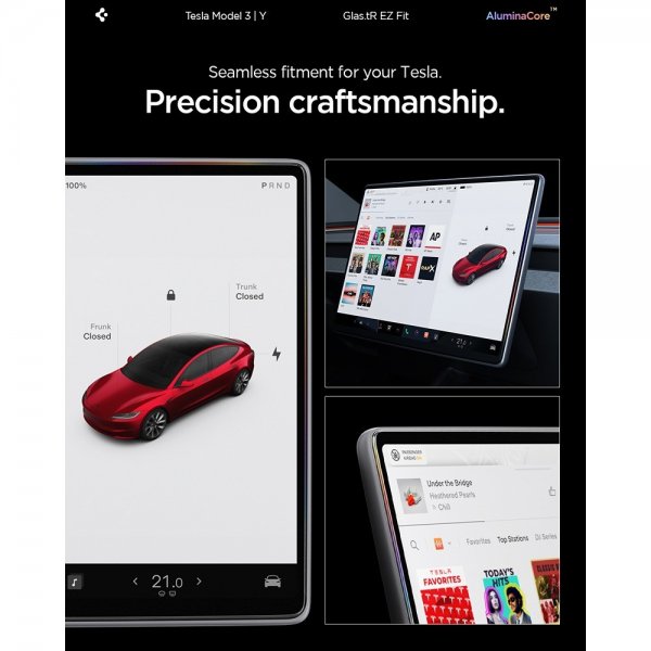 Spigen Skærmbeskyttelse GLAS.tR EZ Fit Tesla Model Y (2025/2026)/Model 3 (2024/2025/2026)