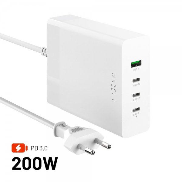 Fast Skrivebordslader GaN200 Charging Dock 3xUSB-C & 1xUSB-A