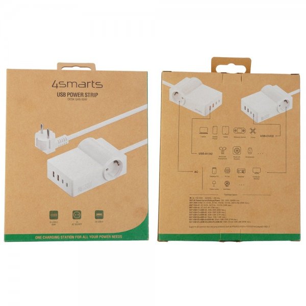 4smarts Skrivebordsoplader USB-C/A Power Strip Desk GaN 65W