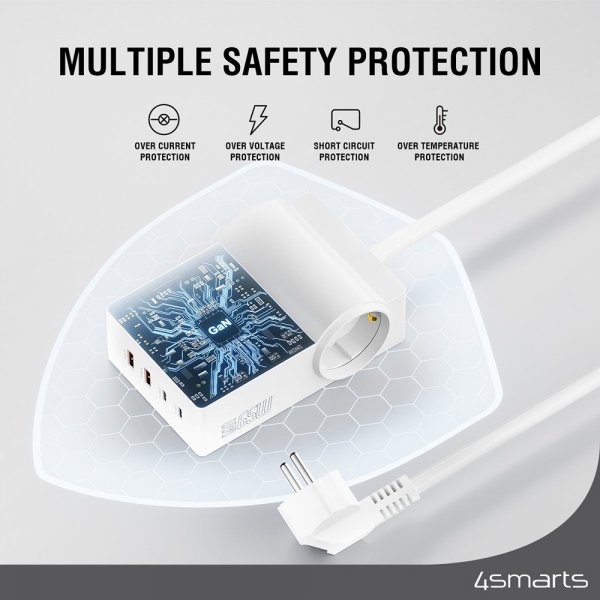 4smarts Skrivebordsoplader USB-C/A Power Strip Desk GaN 65W