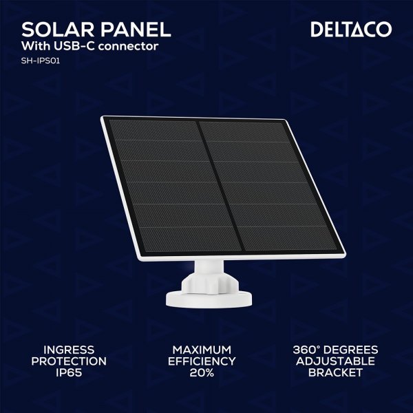 Deltaco Smart Home solpanel med USB-C-stik 5W 3m