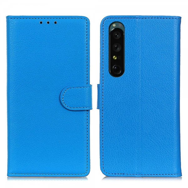 Sony Xperia 1 V Cover Litchi Blå