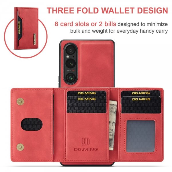 Dg.Ming Sony Xperia 1 V Cover M2 Series Aftagelig Kortholder Rød