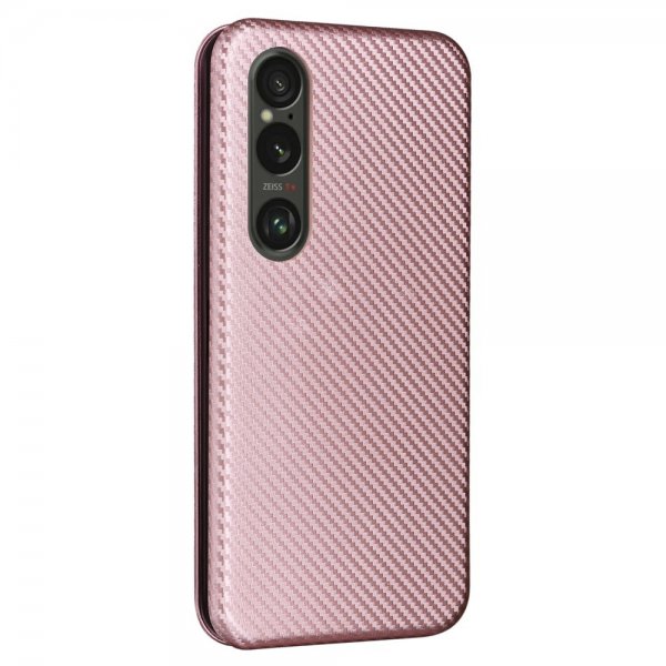 Sony Xperia 1 VI Etui Kulfibertekstur Rosaguld