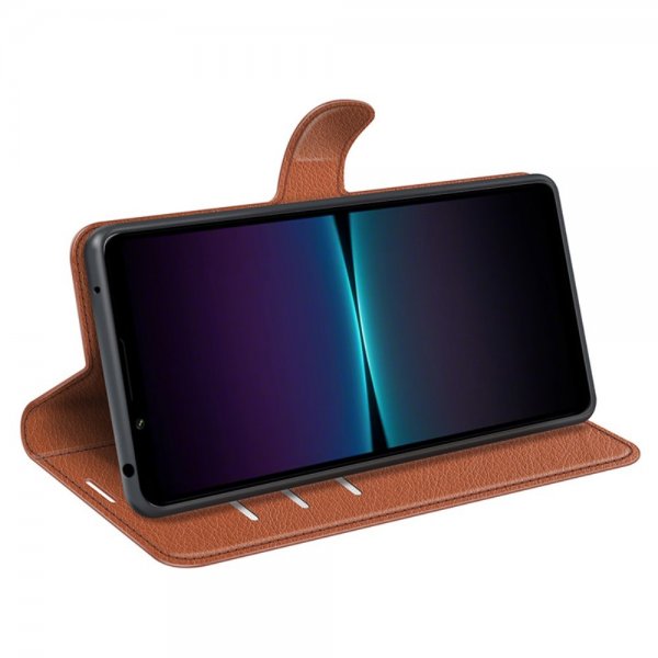 Sony Xperia 1 VI Etui Litchi Brun