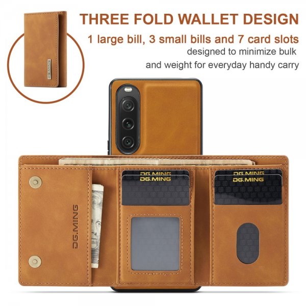 Dg.Ming Sony Xperia 10 V Cover M1 Series Aftagelig Kortholder Brun