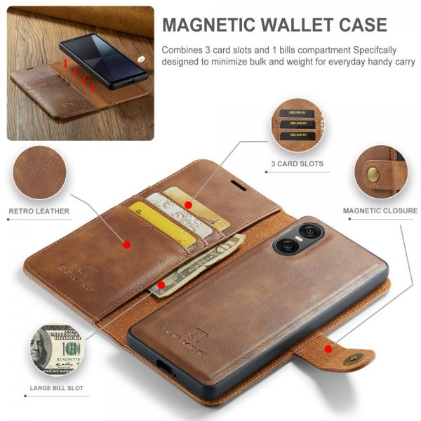 Dg.Ming Sony Xperia 10 VI Cover med Aftageligt Cover Brun