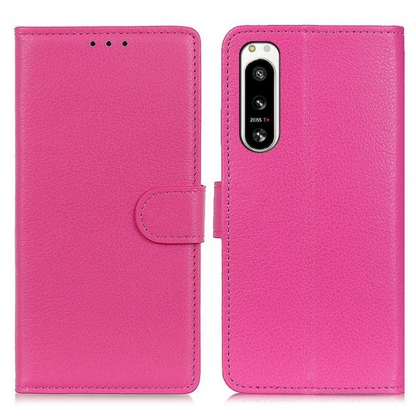 Sony Xperia 5 IV Etui Litchi Magenta