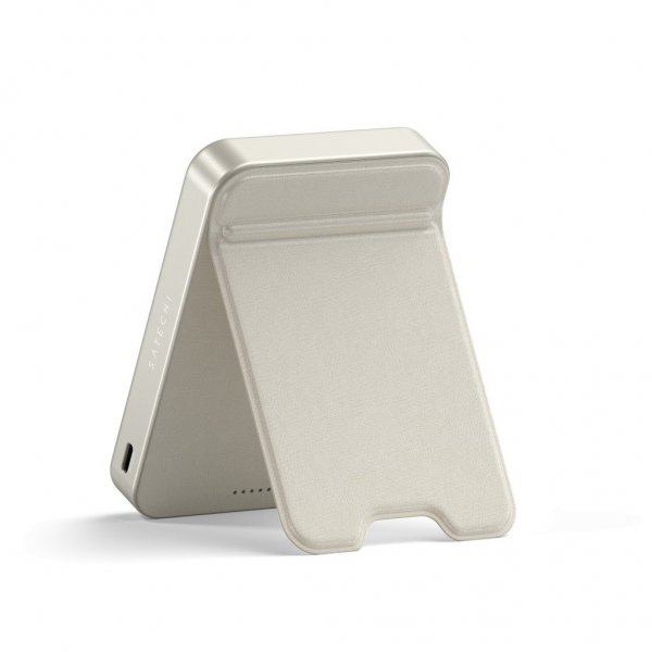 Satechi OntheGo Qi2 10K MagSafe-powerbank med Stander Sand